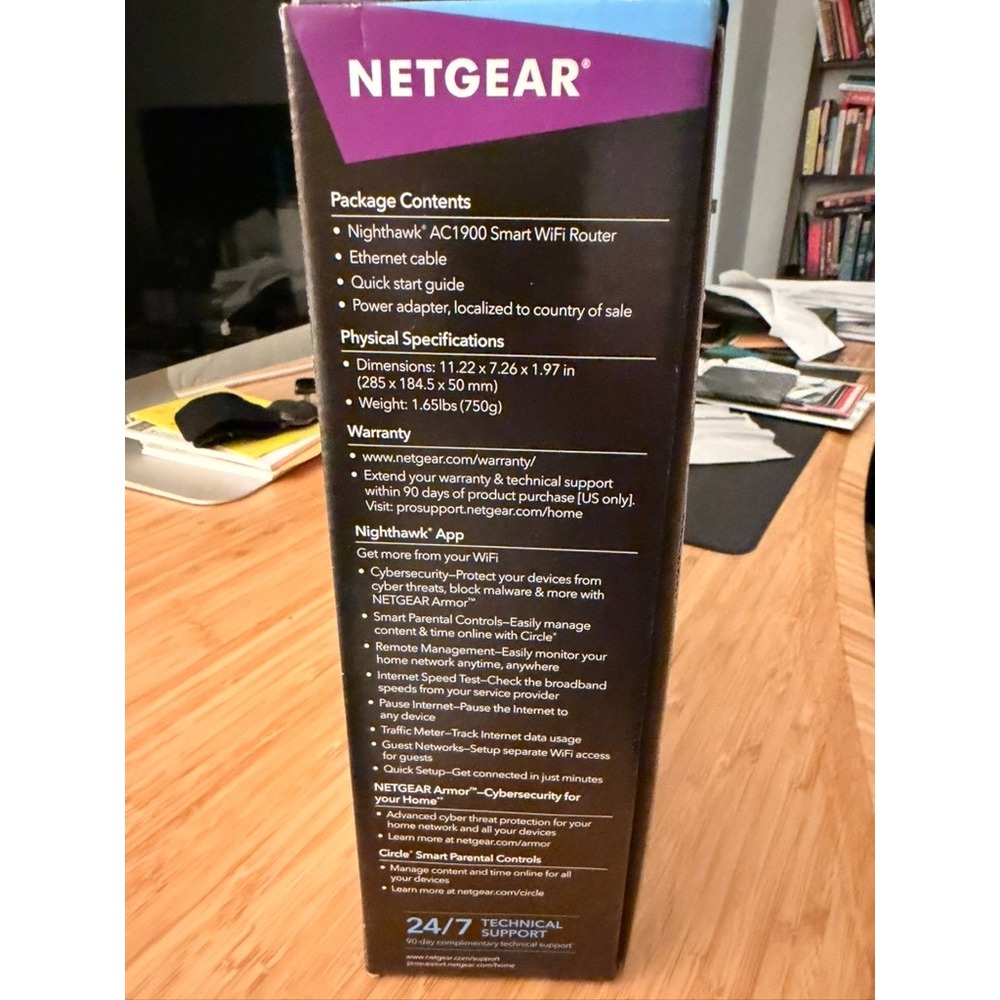 Netgear Nighthawk R7000 AC1900 Smart WiFi Router OS Black - Picture 2 of 3